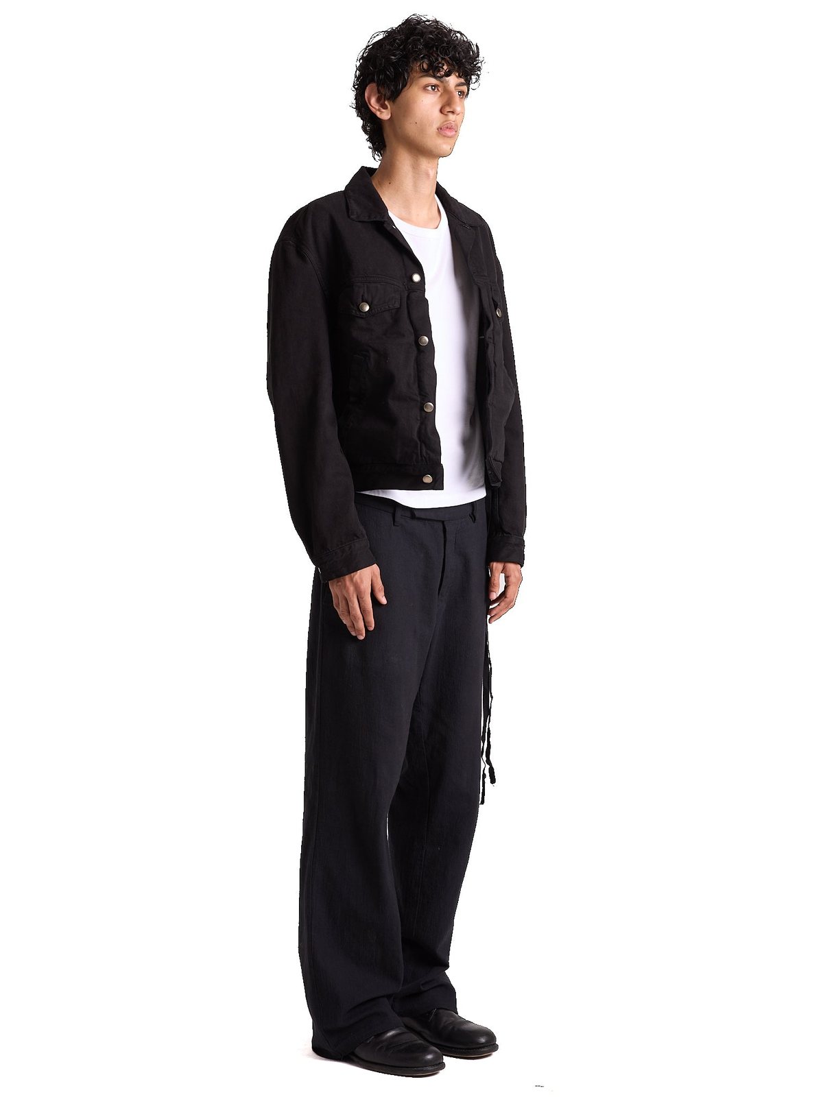 Ann Demeulemeester AW2006 'Patrick' Black Denim Trucker Jacket with Signature Ribbon Ties, Size 46 (fits S/M) — photo 2