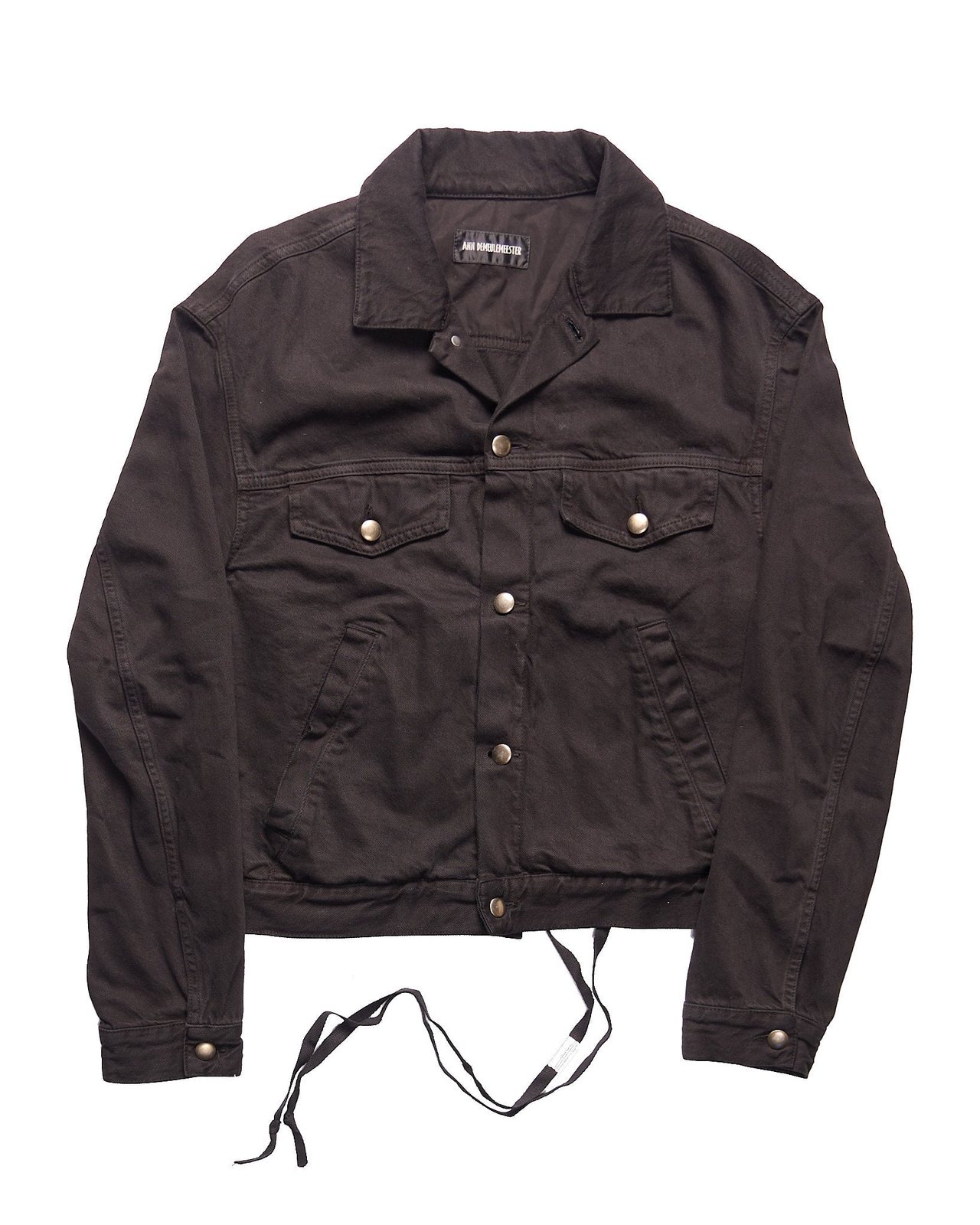 Ann Demeulemeester AW2006 'Patrick' Black Denim Trucker Jacket with Signature Ribbon Ties, Size 46 (fits S/M) — photo 3